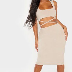 Pretty Little Thing slinky cut out criss cross midi dress